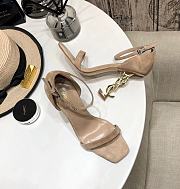 YSL Opyum Sandals In Beige Suede With Gold-Tone Heel - 3