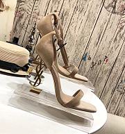 YSL Opyum Sandals In Beige Suede With Gold-Tone Heel - 4