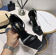 YSL Opyum Sandals In Black Smooth Leather With Black Heel - 5