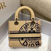 Dior Medium Lady Bag Beige Dior Union Embroidered Jute Canvas 24cm - 4