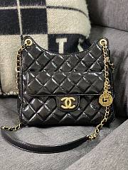 Chanel Hobo Bag Glossy Calf Leather & Gold Plated Metal Black AS3690 - 1