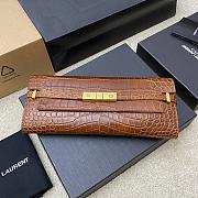 YSL Manhattan Clutch In Crocodile-Embossed Leather Brown 31x14x3 cm - 1