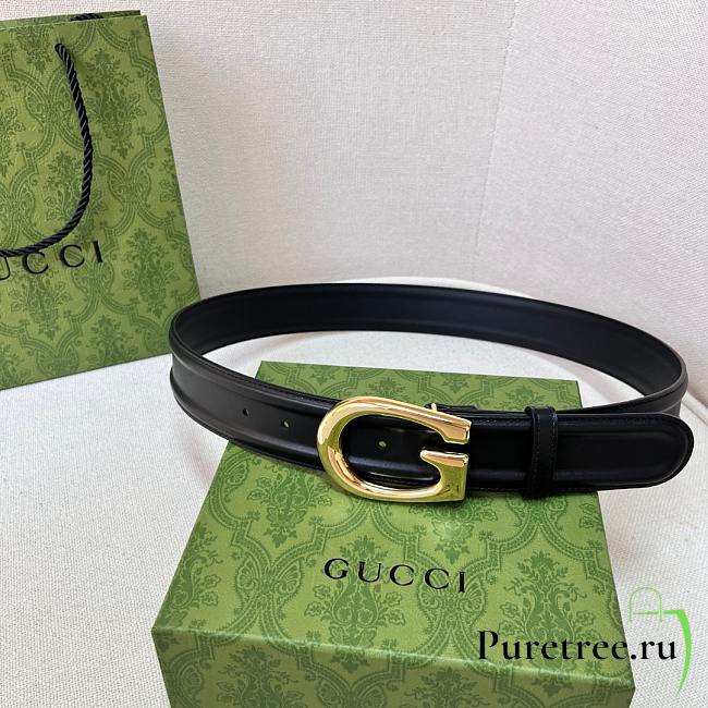 Gucci Belt With G Golden Buckle Black Width 4cm - 1