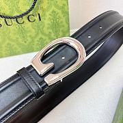 Gucci Belt With G Silver Buckle Black Width 4cm - 5