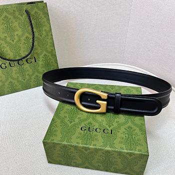 Gucci Belt With G Antique Gold-toned Buckle Black Width 4cm