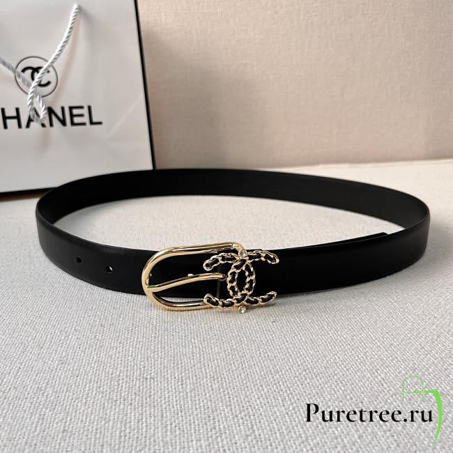 Chanel Calfskin Woven Leather CC Belt Gold-tone Metal AA6901 - 1