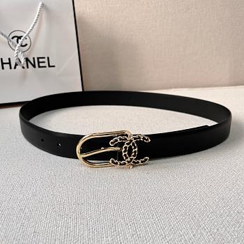 Chanel Calfskin Woven Leather CC Belt Gold-tone Metal AA6901