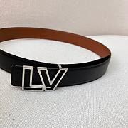 LV Monument Outline 35mm Reversible Belt Silver-color Hardware Black/Brown - 6