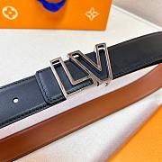 LV Monument Outline 35mm Reversible Belt Silver-color Hardware Black/Brown - 4