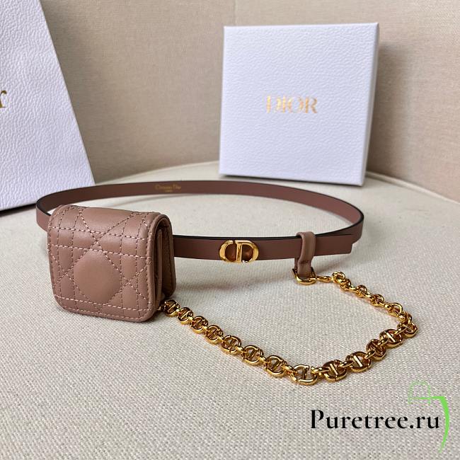 Dior Caro Belt With Removable Pouch Dusty Pink 15 mm - 1