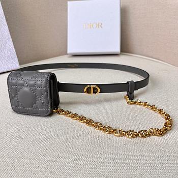 Dior Caro Belt With Removable Pouch Gray 15 mm