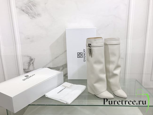 Givenchy Shark Lock Boots in White Leather - 1
