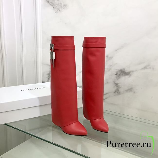 Givenchy Shark Lock Boots in Red Leather - 1