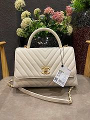 Chanel Coco Grained Calfskin V Quilting Flap Bag White 29×18×12cm - 1