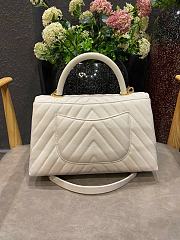 Chanel Coco Grained Calfskin V Quilting Flap Bag White 29×18×12cm - 4