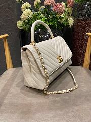 Chanel Coco Grained Calfskin V Quilting Flap Bag White 29×18×12cm - 3