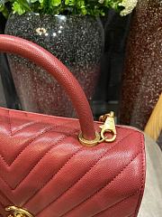 Chanel Coco Grained Calfskin V Quilting Flap Bag Red 29×18×12cm - 6