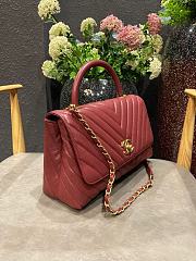 Chanel Coco Grained Calfskin V Quilting Flap Bag Red 29×18×12cm - 5