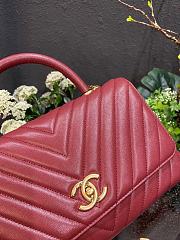 Chanel Coco Grained Calfskin V Quilting Flap Bag Red 29×18×12cm - 4
