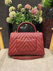 Chanel Coco Grained Calfskin V Quilting Flap Bag Red 29×18×12cm - 3