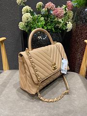 Chanel Coco Grained Calfskin V Quilting Flap Bag Beige 29×18×12cm - 4