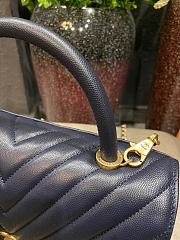 Chanel Coco Grained Calfskin V Quilting Flap Bag Navy Blue 29×18×12cm - 5