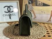 Chanel Small Flap Bag With Top Handle Khaki Grain Leather AS3653 Size 25 cm - 6