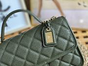 Chanel Small Flap Bag With Top Handle Khaki Grain Leather AS3653 Size 25 cm - 5