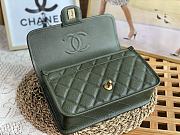 Chanel Small Flap Bag With Top Handle Khaki Grain Leather AS3653 Size 25 cm - 3