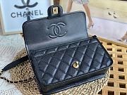 Chanel Small Flap Bag With Top Handle Navy Grain Leather AS3653 Size 25 cm - 6