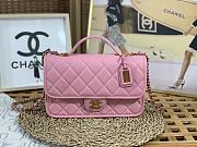 Chanel Small Flap Bag With Top Handle Pink Grain Leather AS3653 Size 25 cm - 1