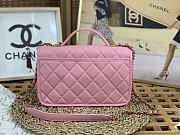 Chanel Small Flap Bag With Top Handle Pink Grain Leather AS3653 Size 25 cm - 4