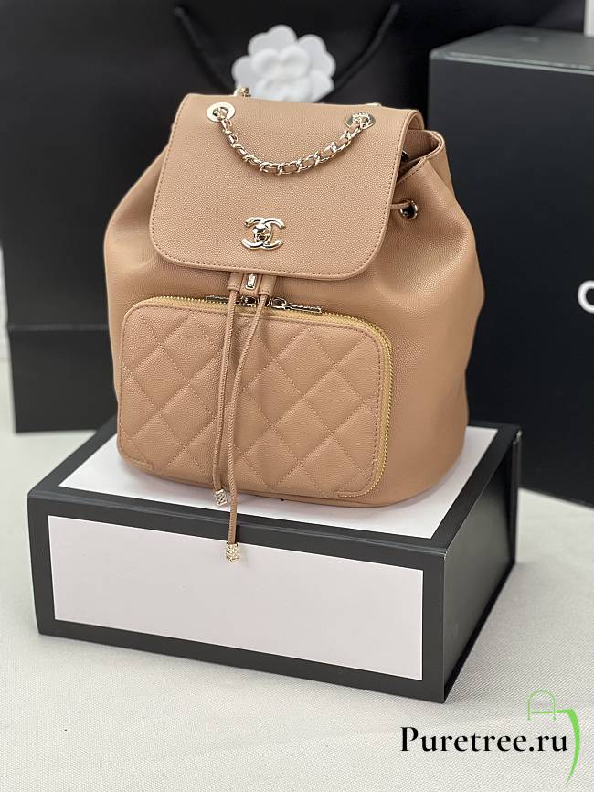 Chanel 22B Beige Caviar Leather Backpack AS3531 23x25x15 cm - 1