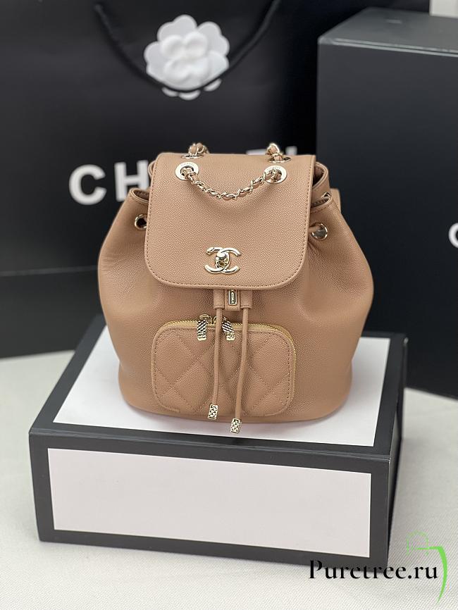 Chanel 22B Beige Caviar Leather Small Backpack AS3530 19x20x13 cm - 1