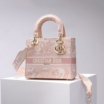 DIOR | Medium LADY D-LITE Pink Bag - M0565O - 24cm