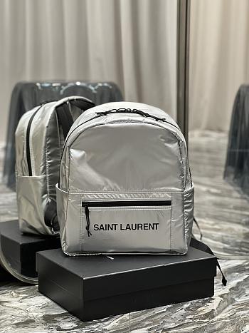 YSL Nuxx Nylon Backpack Silver 623698 Size 32×37×6 cm