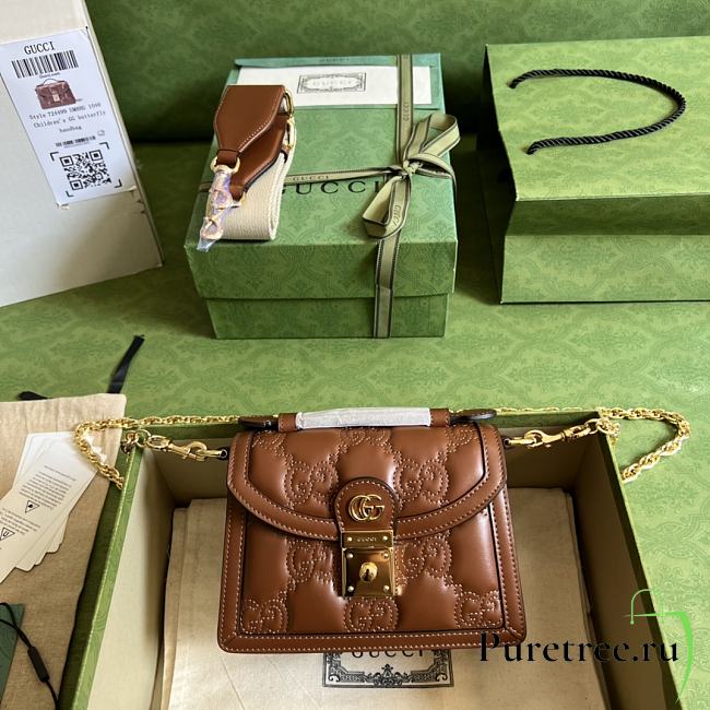 Gucci GG Matelassé Small Top Handle Bag Brown 724499 size 18x13x6.5 cm - 1