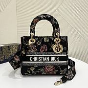 Dior Medium Lady D-Lite Bag Black Multicolor Dior Jardin Botanique Embroidery - 1