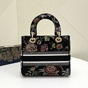 Dior Medium Lady D-Lite Bag Black Multicolor Dior Jardin Botanique Embroidery - 6