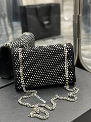 YSL Kate Small Chain Bag In Velvet And Rhinestones Black size 20x13.5x5.5 cm - 5