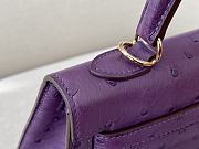 HERMES Kelly Purple Ostrich Handbag size 25 x 17 x 7 cm - 6
