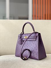 HERMES Kelly Purple Ostrich Handbag size 25 x 17 x 7 cm - 3