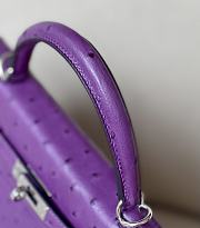 HERMES Kelly Purple Ostrich Handbag Silver Hardware size 25 x 17 x 7 cm - 2