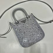 Prada Small Satin Tote Bag With Crystals White 1BA331 size 15x17.5x5 cm - 3