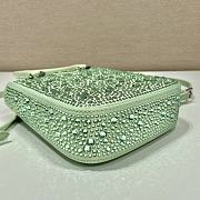 Prada Small Satin Tote Bag With Crystals Green 1BA331 size 15x17.5x5 cm - 6