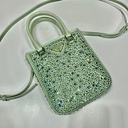 Prada Small Satin Tote Bag With Crystals Green 1BA331 size 15x17.5x5 cm - 3