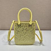 Prada Small Satin Tote Bag With Crystals Yellow 1BA331 size 15x17.5x5 cm - 5