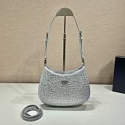 Prada Cleo Satin Bag With Crystals White 1BC169 size 22x18.5x4.5 cm - 1