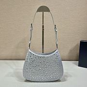 Prada Cleo Satin Bag With Crystals White 1BC169 size 22x18.5x4.5 cm - 2