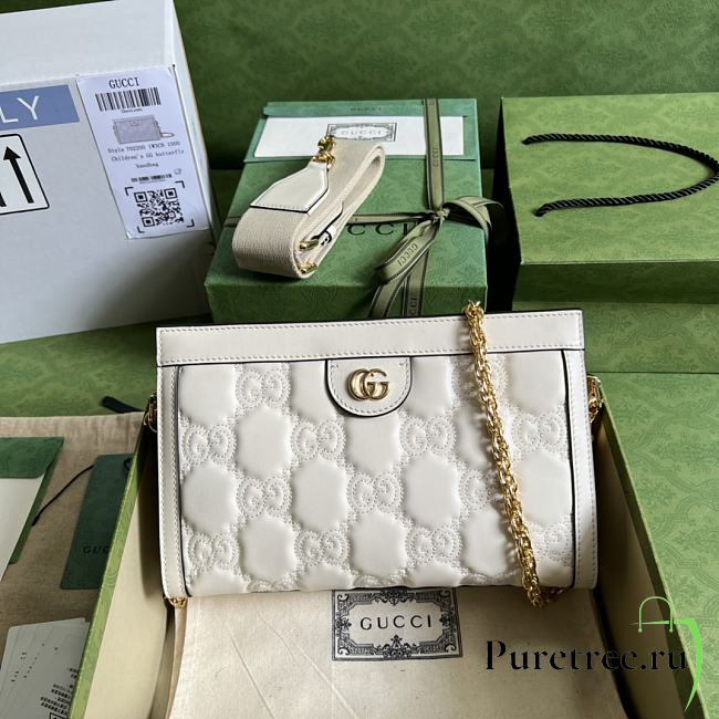 Gucci GG Matelassé Leather Small Bag White 702200 size 26x17.5x8 cm - 1